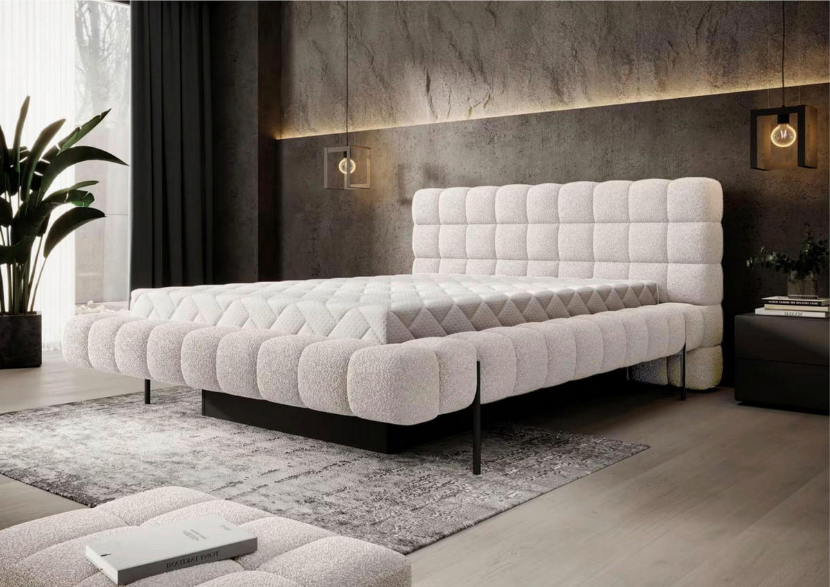 POLSTERBETT Lattenrost, Bettkasten Beige 180/200 cm  - Schwarzbraun/Beige, MODERN, Holz/Metall (180/200cm) - MID.YOU