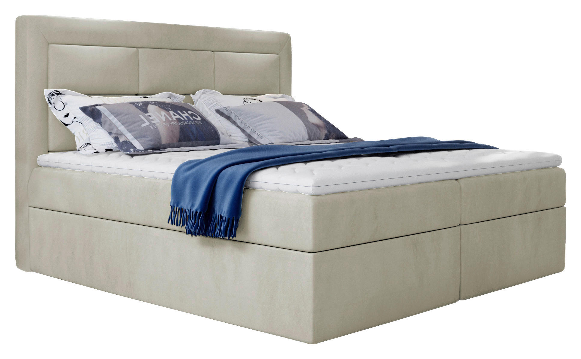 BOXBETT 180/200 cm  in Creme  - Silberfarben/Creme, MODERN, Holz/Kunststoff (180/200cm) - MID.YOU