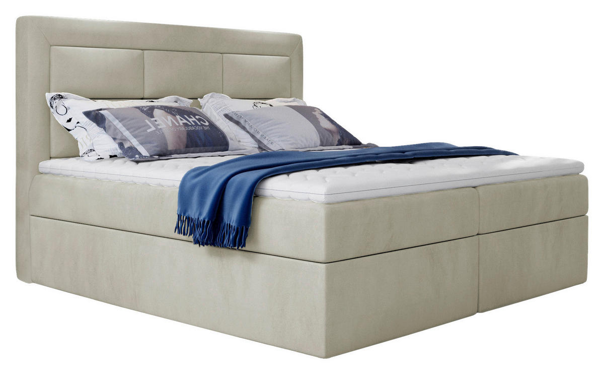 BOXBETT 180/200 cm  in Creme  - Silberfarben/Creme, MODERN, Holz/Kunststoff (180/200cm) - MID.YOU