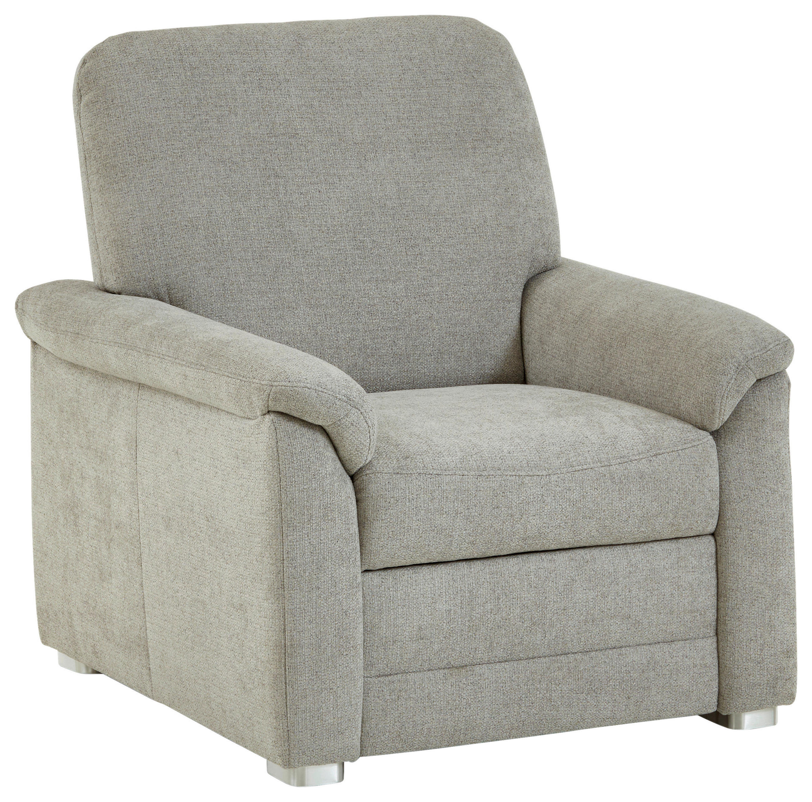 SESSEL Chenille Hellgrau  - Hellgrau/Alufarben, Konventionell, Textil/Metall (88/96/89cm) - Beldomo Comfort