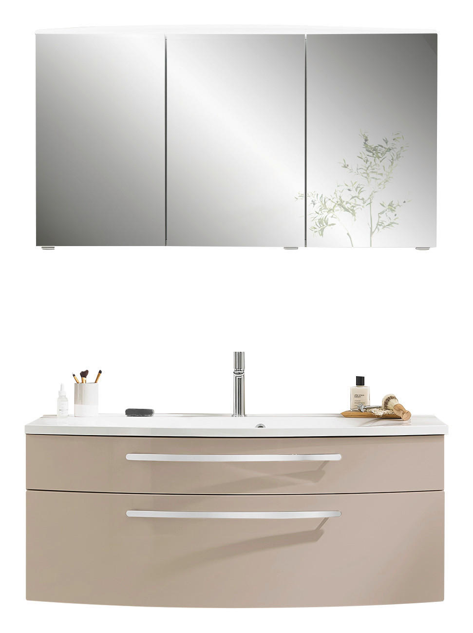 BADEZIMMER 3-teilig  in 120 cm  - Chromfarben/Kaschmir, MODERN, Glas/Holzwerkstoff (120cm) - Novel