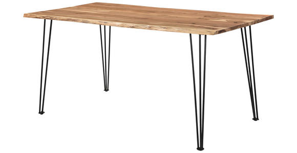 ESSTISCH Schwarz, Akaziefarben rechteckig   - Schwarz/Akaziefarben, Design, Holz/Metall (160/85/76cm) - Linea Natura