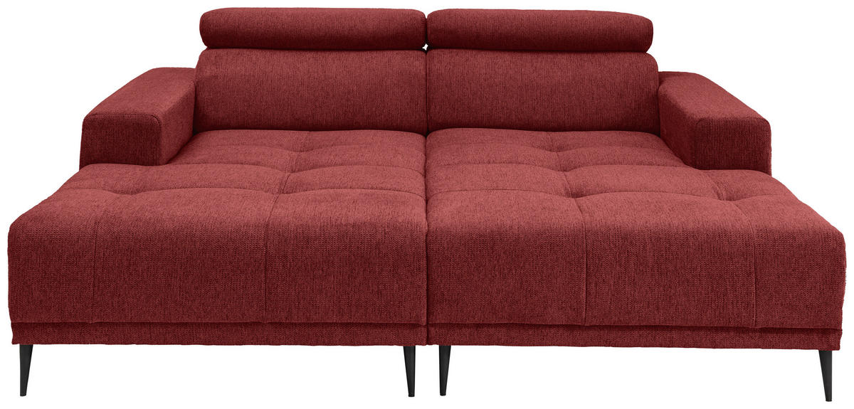 ECKSOFA in Chenille Rot  - Rot/Schwarz, Konventionell, Textil/Metall (200/188cm) - Livetastic