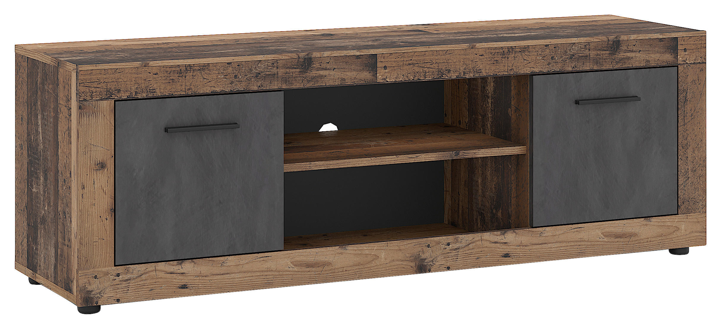 LOWBOARD in 140/48/40 cm - Alteiche/Anthrazit, Design, Holzwerkstoff/Kunststoff (140/48/40cm) - MID.YOU