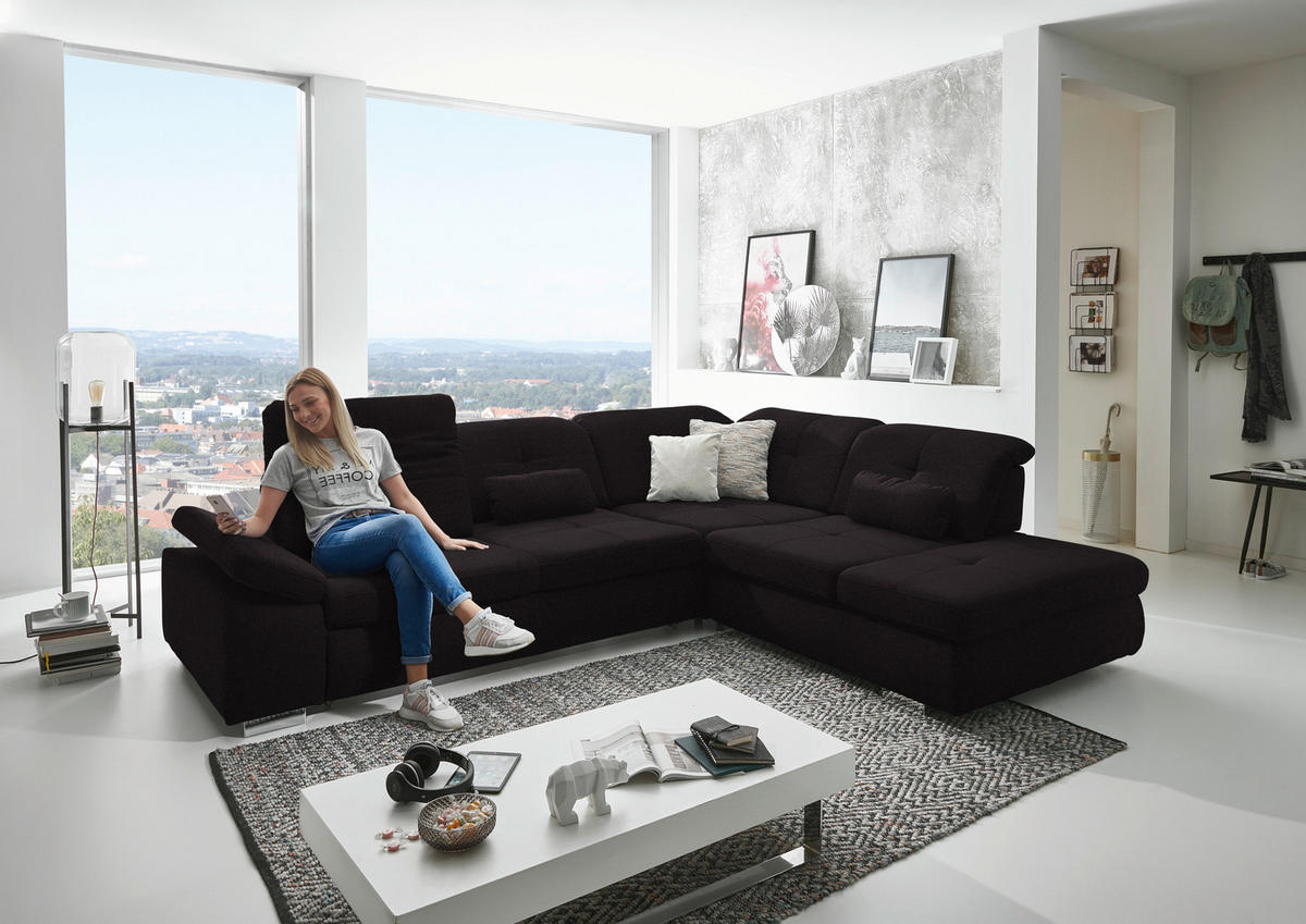 ECKSOFA  in Mikrofaser Anthrazit  312/260 cm  - Chromfarben/Anthrazit, Design, Textil/Metall (312/260cm) - Beldomo Style