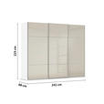 SCHWEBETÜRENSCHRANK 242/223/68 cm 3-türig Weiß, Champagner  - Champagner/Alufarben, KONVENTIONELL, Glas/Holzwerkstoff (242/223/68cm) - Novel