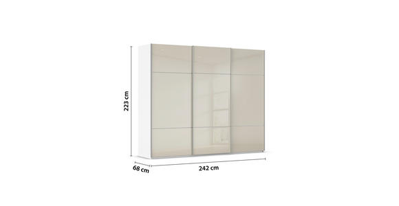 SCHWEBETÜRENSCHRANK 242/223/68 cm 3-türig Weiß, Champagner - Champagner/Alufarben, KONVENTIONELL, Glas/Holzwerkstoff (242/223/68cm) - Novel