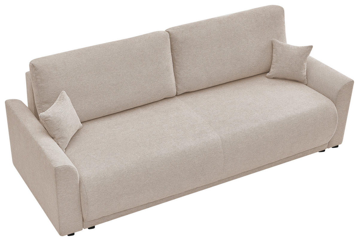 SCHLAFSOFA KIMMY Struktur Beige  inkl. Zierkissen, Rückenkissen, Bettkasten  - Beige/Schwarz, Design, Kunststoff/Textil (234/90/103cm) - P & B
