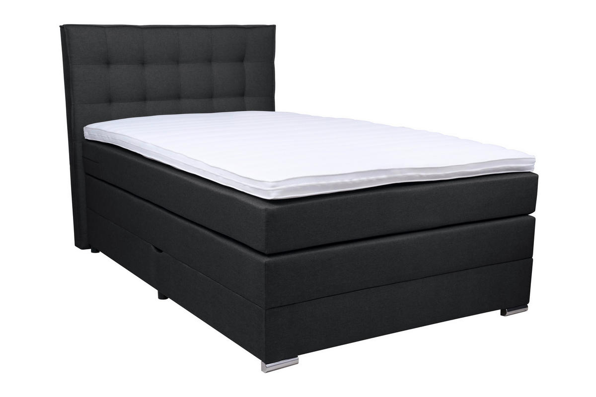 BOXSPRINGBETT 140/200 cm  in Schwarz  - Chromfarben/Schwarz, Konventionell, Kunststoff/Textil (140/200cm) - Boxxx