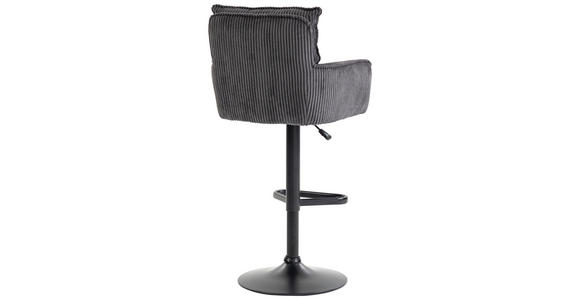 BARHOCKER Cord Dunkelgrau Eisen Stoffauswahl, Sitzfläche 360° drehbar, inklusive Armlehnen  - Dunkelgrau/Schwarz, Design, Textil/Metall (54/101-122/58cm) - Novel