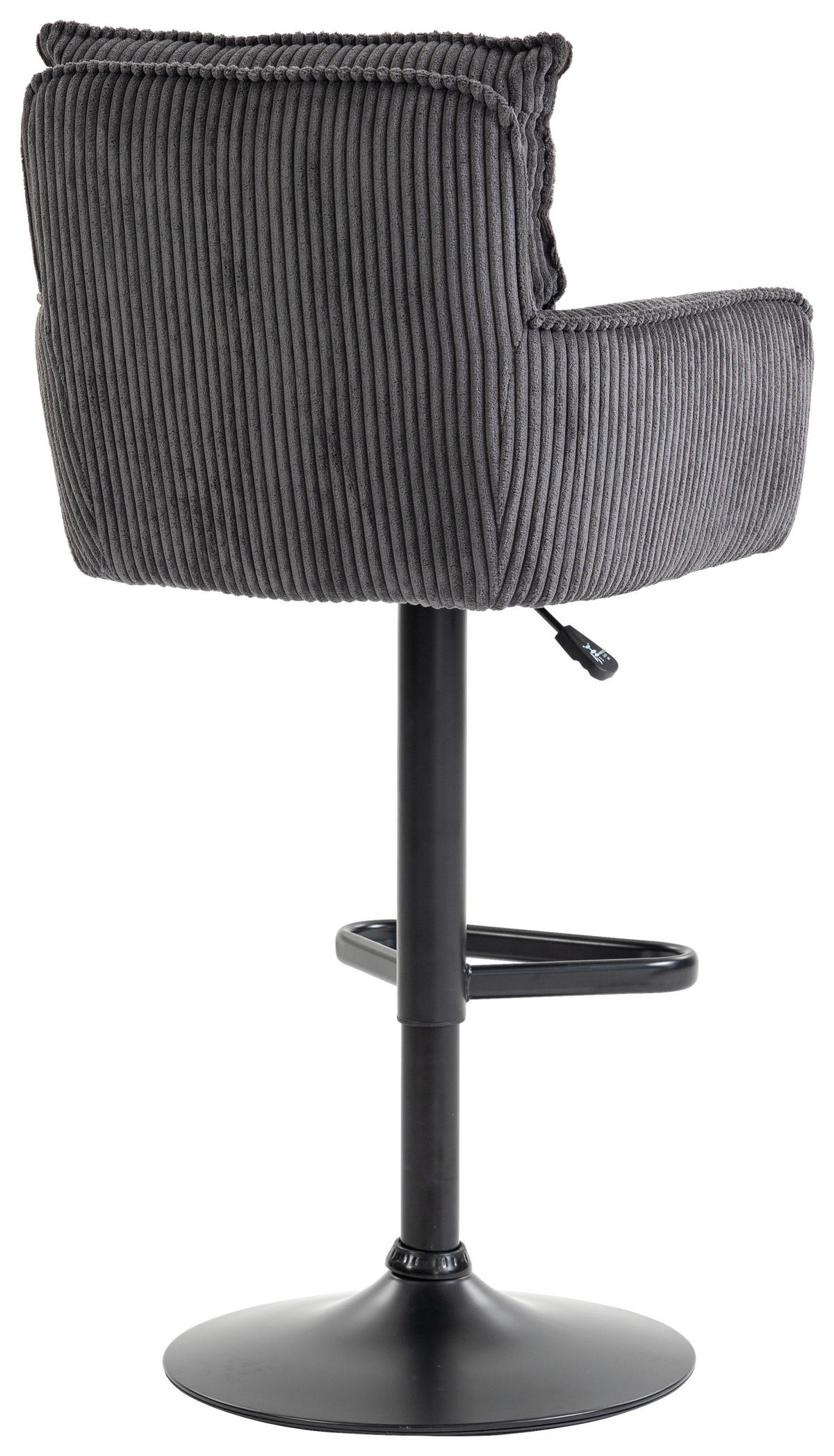 BARHOCKER Cord Dunkelgrau Eisen Stoffauswahl, Sitzfläche 360° drehbar, inklusive Armlehnen  - Dunkelgrau/Schwarz, Design, Textil/Metall (54/101-122/58cm) - Novel