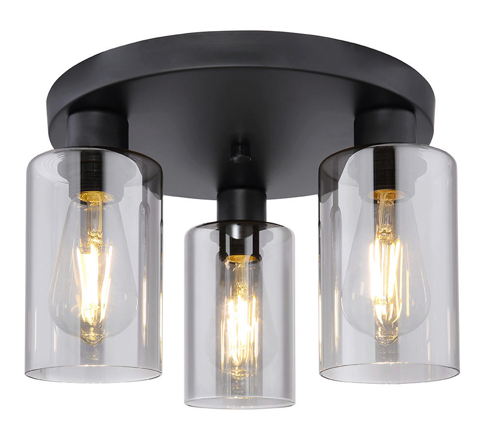 Deckenleuchte Hadera Ø 34 cm mit Rauchglas-Schirmen