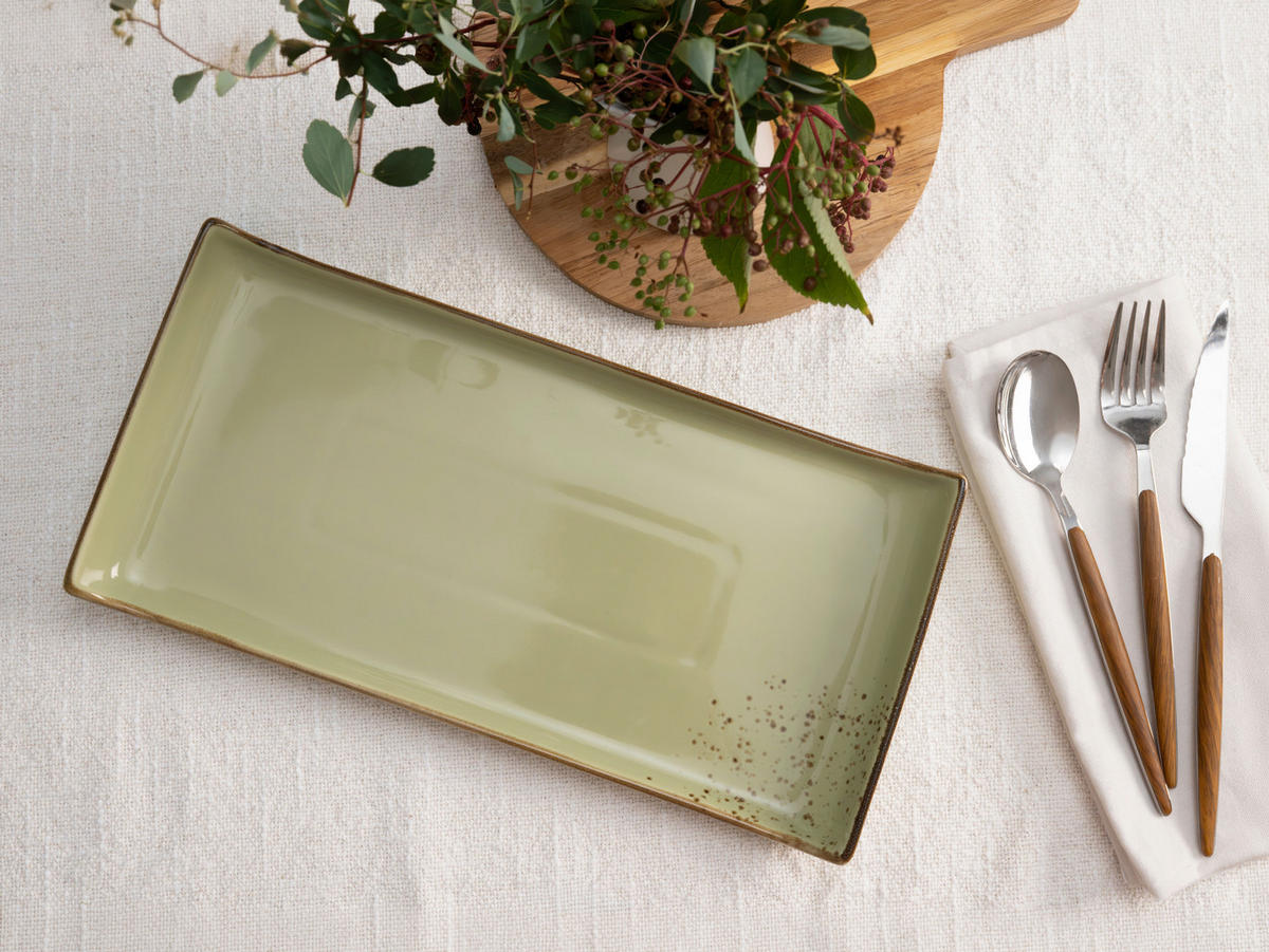 SERVIERPLATTEN-SET 2-teilig 16,5/33 cm  - Grün, Trend, Keramik (16,5/33cm) - Creatable