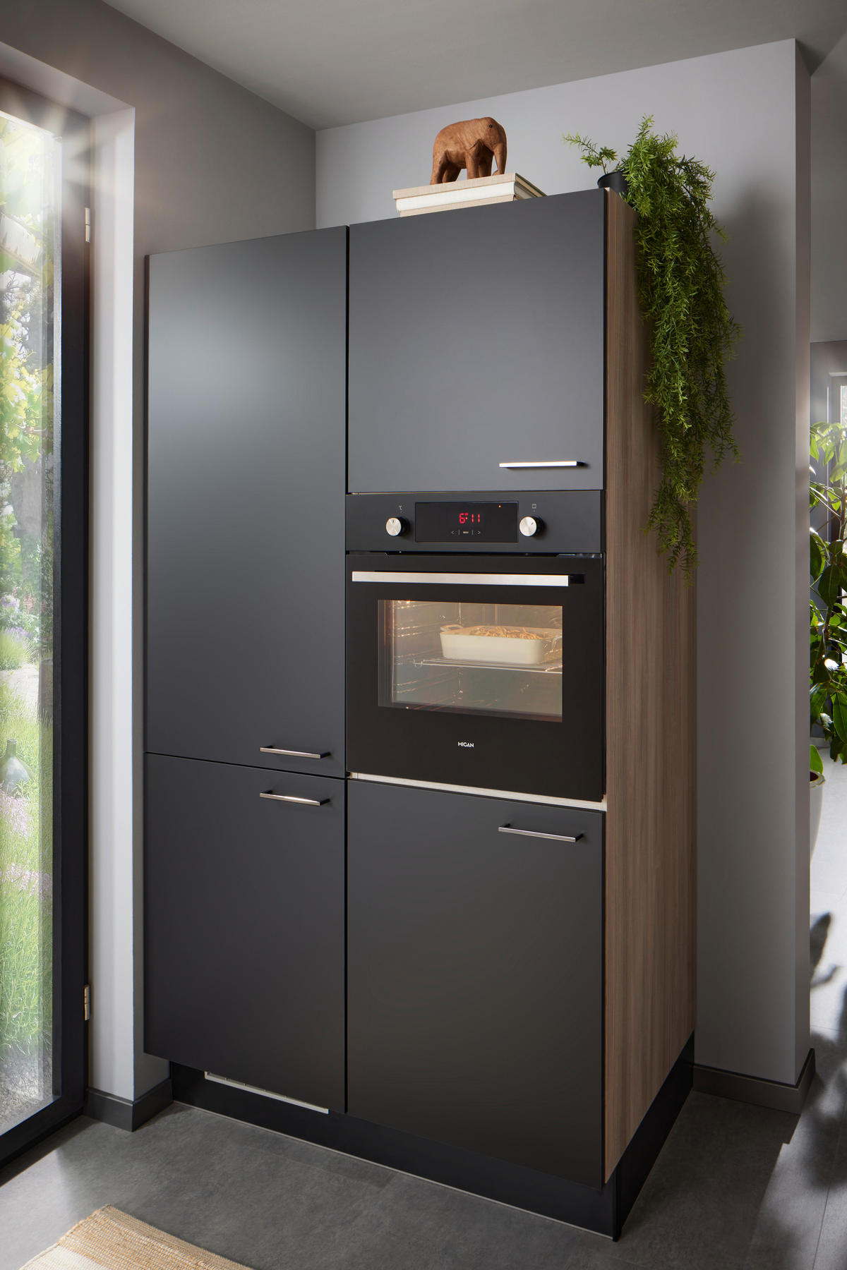 ECKKÜCHE 120/300 cm  in Schwarz, Eichefarben  - Eichefarben/Schwarz, Design, Holzwerkstoff/Metall (120/300cm) - Xora