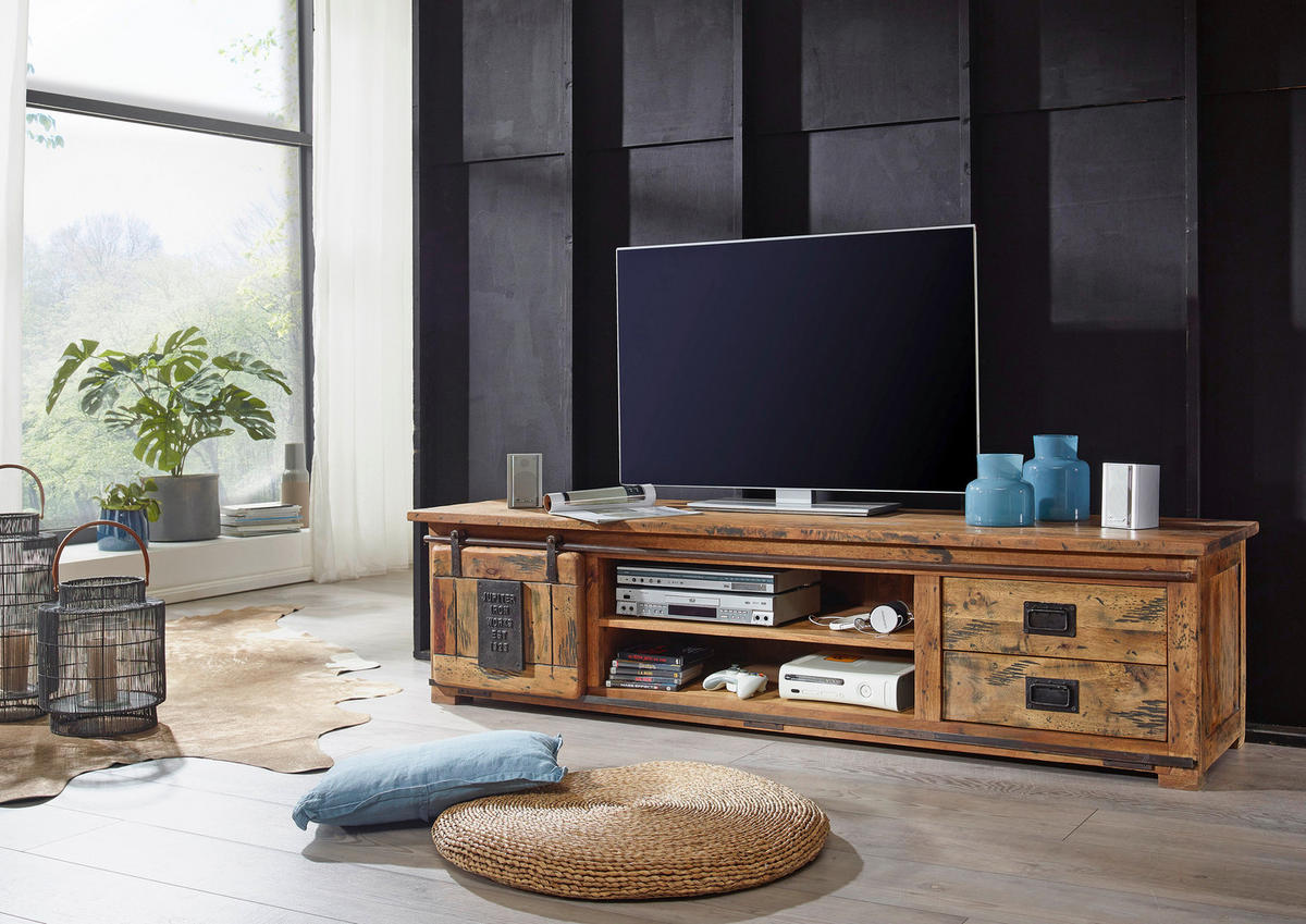 TV-ELEMENT  in 200/50/55 cm  - Naturfarben, Konventionell, Holz/Metall (200/50/55cm) - Livetastic