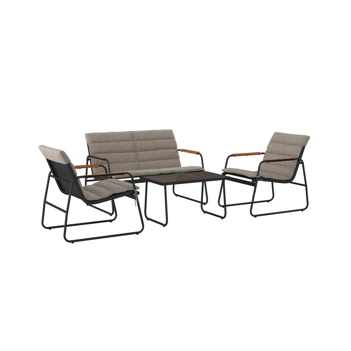 GARTENSET beschichtet Stahl  - Anthrazit/Grau, MODERN, Glas/Kunststoff (115/75,5/74cm) - Ambia Garden