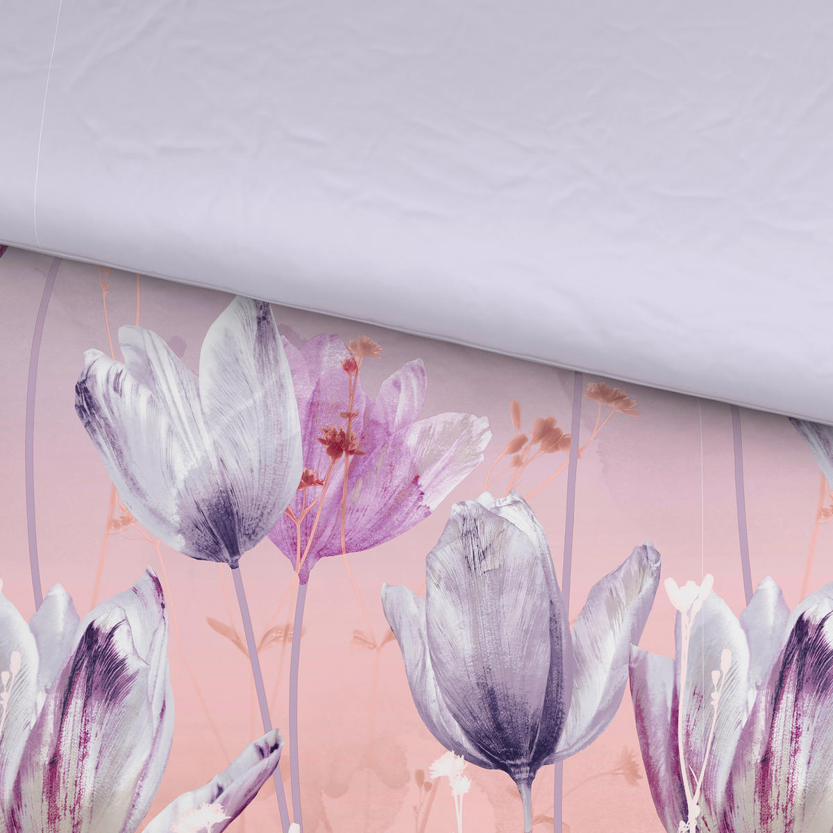 WENDEBETTWÄSCHE -teilig Satin, Flachgewebe 140/200 cm  - Flieder, Basics, Textil (140/200cm) - Esposa