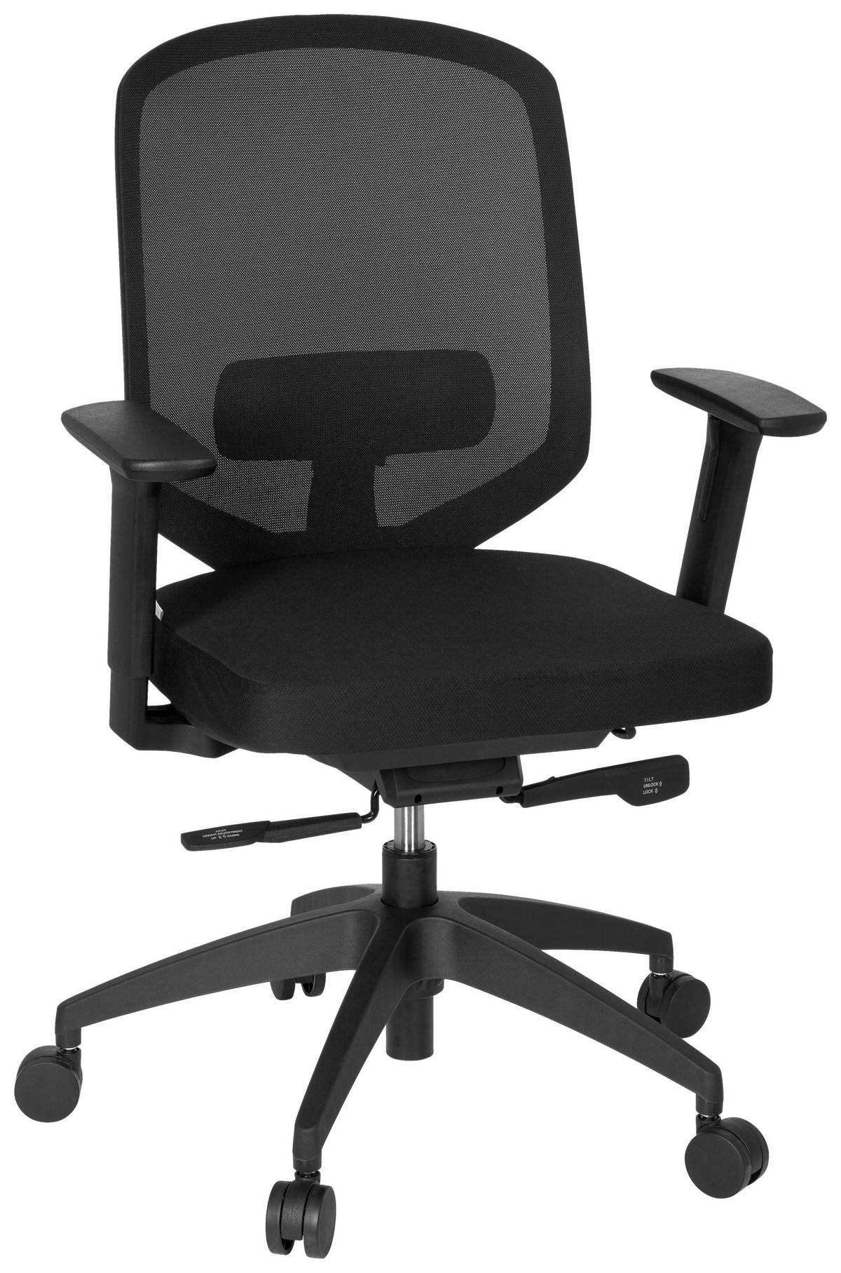 OTOČNÁ ŽIDLE, síťovina, plochá tkanina, černá - černá, Moderní, textil/plast (56/105/47cm) - MID.YOU