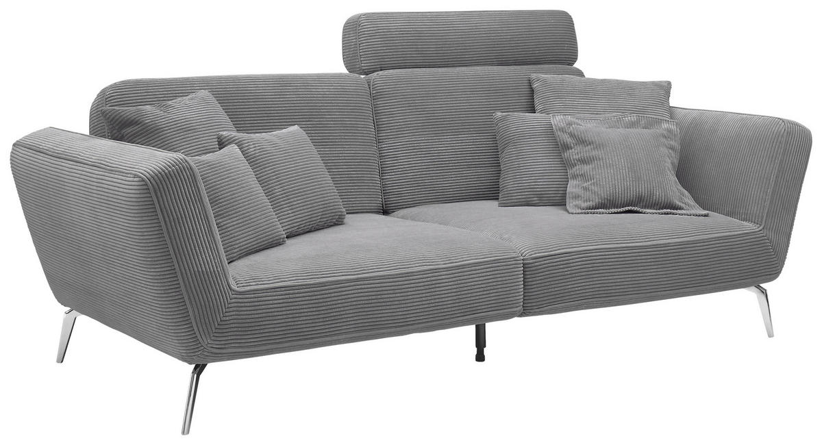 3-SITZER-SOFA Cord Grau  - Chromfarben/Schwarz, KONVENTIONELL, Kunststoff/Textil (260/90/125cm) - SetOne by Musterring