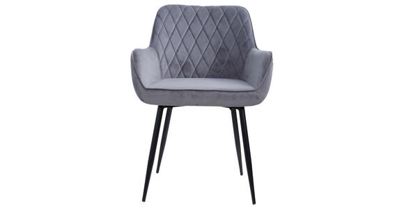 ARMLEHNSTUHL in Eisen Samt - Schwarz/Grau, Design, Textil/Metall (56/79/58cm) - Carryhome