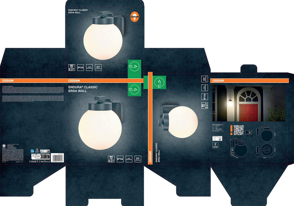 AUßENLEUCHTE 20/27/25 cm   - Dunkelgrau, Basics, Kunststoff/Metall (20/27/25cm) - Osram