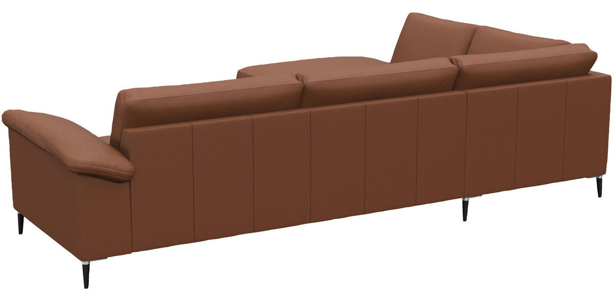 ECKSOFA Kastanienfarben Echtleder  - Kastanienfarben/Schwarz, Design, Leder/Metall (225/279cm) - Livetastic