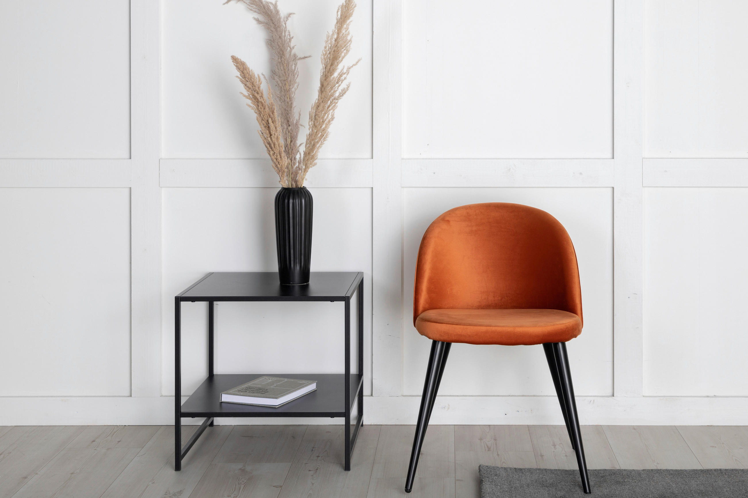 STOLSET 2 styck stål velour  - orange/svart, Design, metall/textil (57/76.5/50cm) - Livetastic
