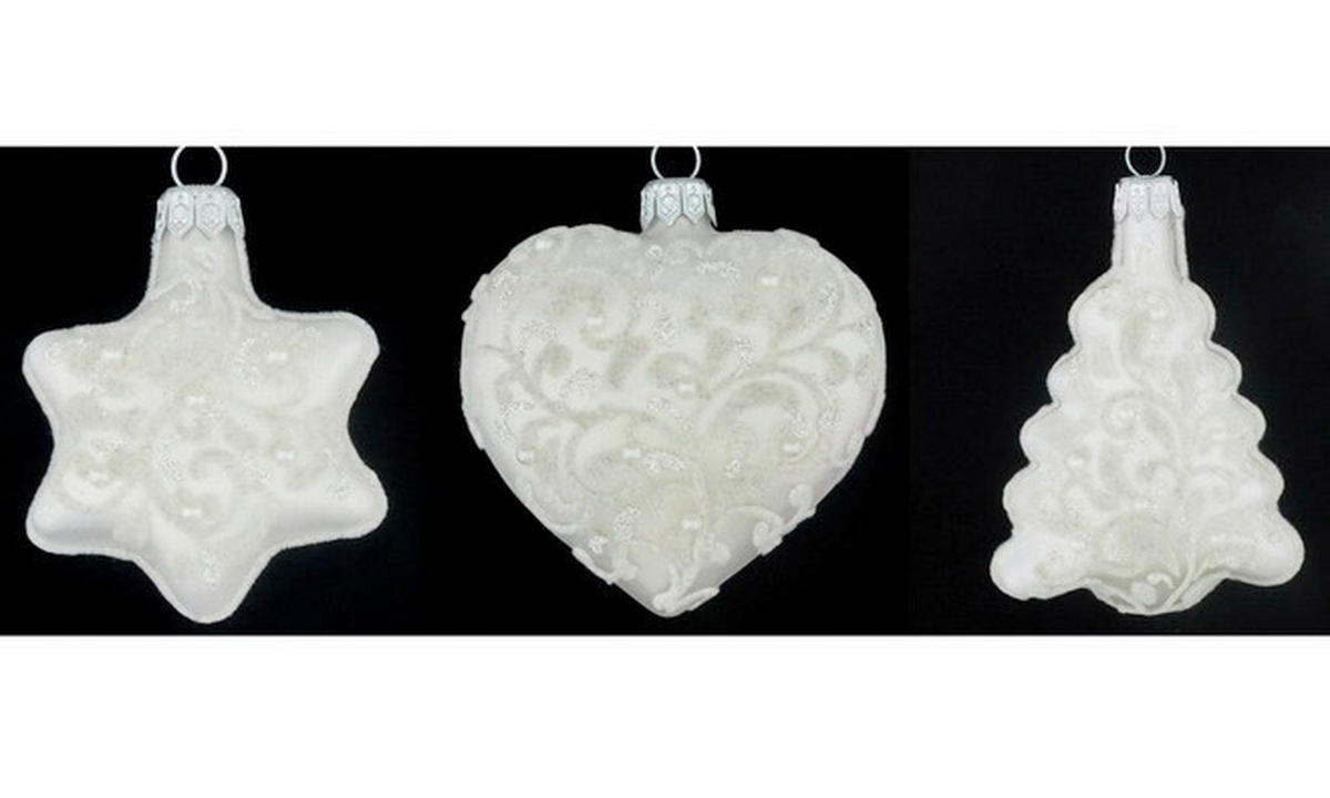 DEKOHÄNGER 3-teilig Shiny Silence  - Weiß, LIFESTYLE, Glas/Metall (7,5cm) - X-Mas