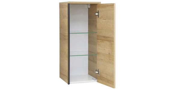 OBERSCHRANK 30/70/33 cm  - Eichefarben/Schwarz, Natur, Glas/Holzwerkstoff (30/70/33cm) - Xora