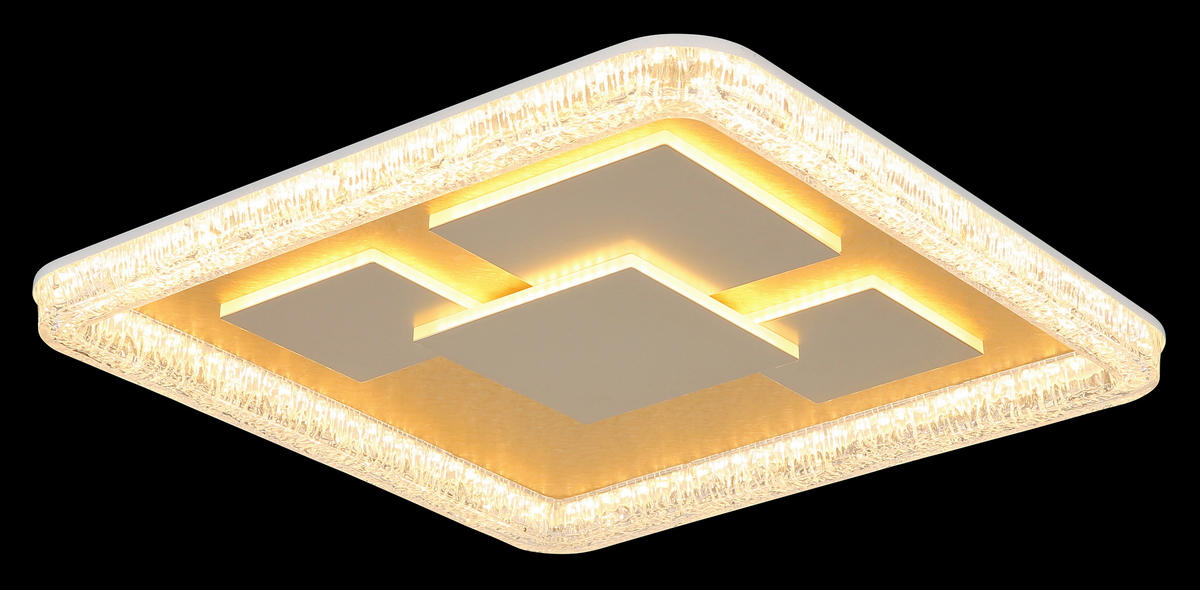 LED-DECKENLEUCHTE 48,8/48,8/7 cm   - Klar/Goldfarben, Design, Kunststoff/Metall (48,8/48,8/7cm) - Globo