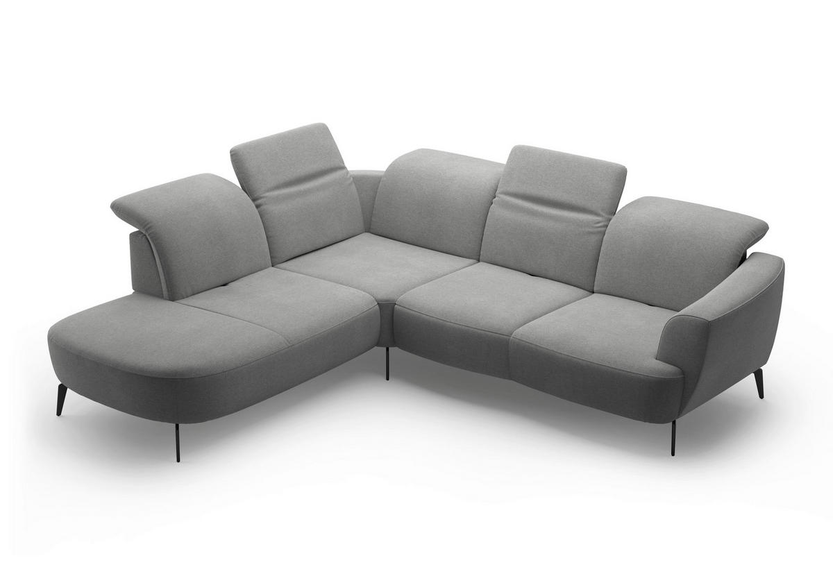 ECKSOFA in Mikrofaser Grau  - Schwarz/Grau, Konventionell, Textil/Metall (267/300cm) - Sit & More