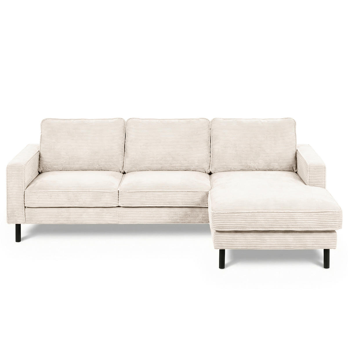 ECKSOFA Cord Creme  - Creme/Schwarz, Design, Textil/Metall (238/166cm) - Livetastic