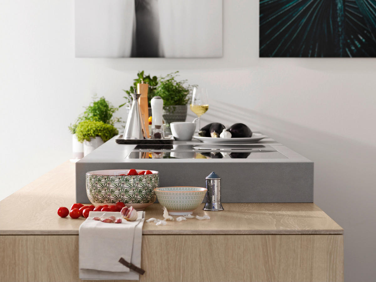 EINBAUKÜCHE   - Eiche Bianco, Design, Glas/Holz - Team 7