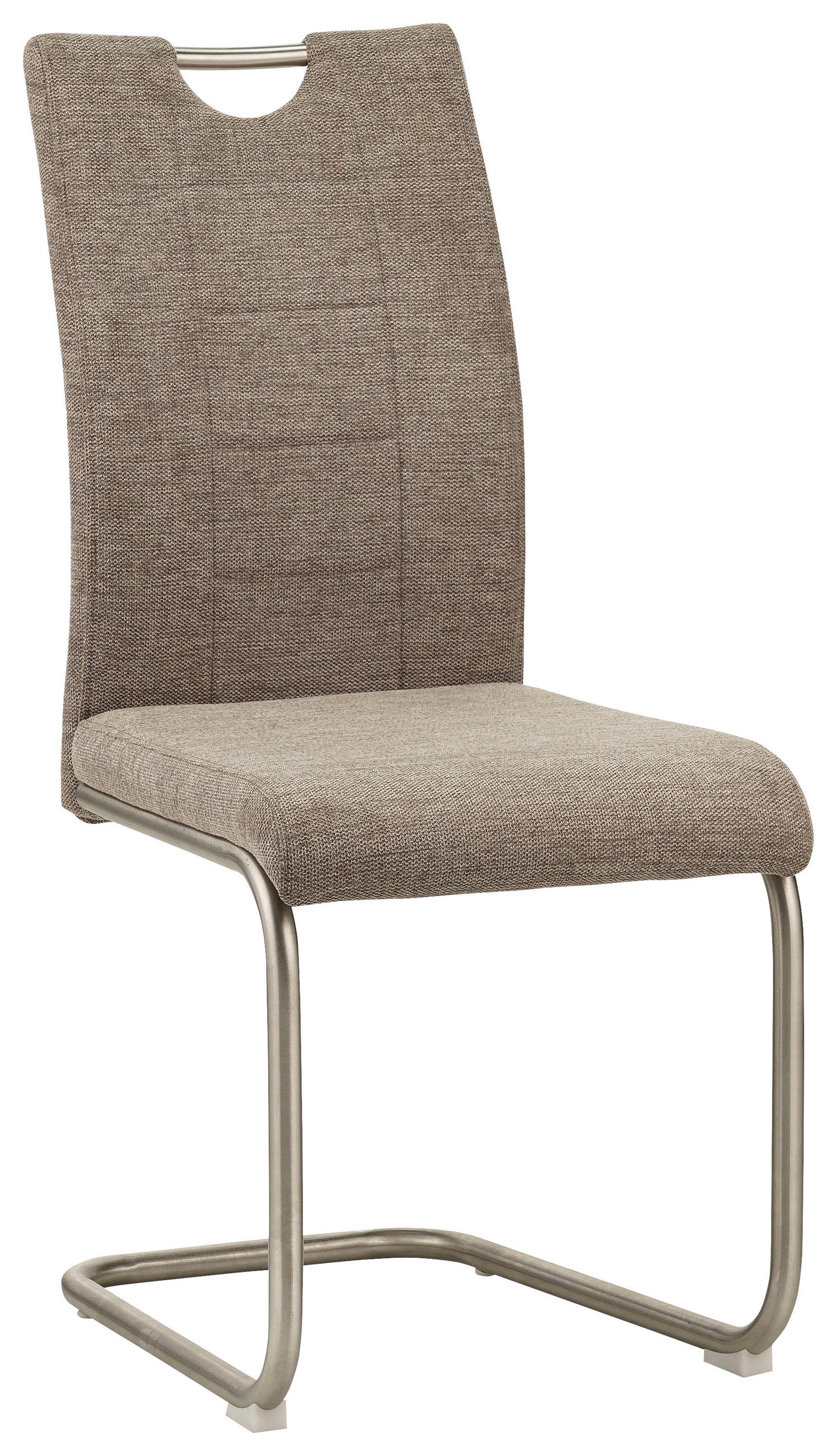 NIHAJNI STOL, kovina, tekstil rjava, barve nerjavečega jekla  - barve nerjavečega jekla/rjava, Design, kovina/tekstil (44/98,5/57,5cm) - Xora