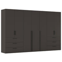 DREHTÜRENSCHRANK 350/223/61 cm,  in Graphitfarben, 7-türig  - Schwarz/Graphitfarben, Basics, Holzwerkstoff/Metall (350/223/61cm) - Novel