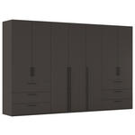 DREHTÜRENSCHRANK 350/223/61 cm,  in Graphitfarben, 7-türig  - Schwarz/Graphitfarben, Basics, Holzwerkstoff/Metall (350/223/61cm) - Novel