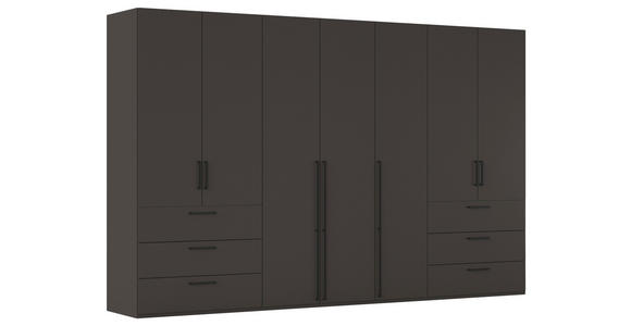 DREHTÜRENSCHRANK 350/223/61 cm,  in Graphitfarben, 7-türig  - Schwarz/Graphitfarben, Basics, Holzwerkstoff/Metall (350/223/61cm) - Novel