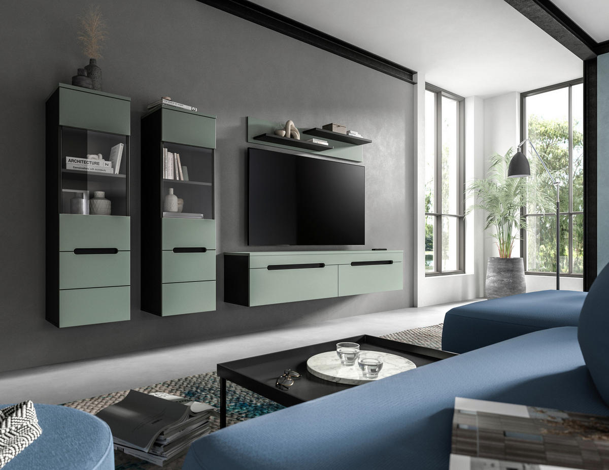 OBÝVACÍ STĚNA  - černá, Design, kompozitní dřevo/plast (272/141/33cm) - Livetastic