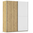 SCHWEBETÜRENSCHRANK 180/223/68 cm 2-türig Weiß, Eichefarben, Chromfarben  - Chromfarben/Eichefarben, Design, Glas/Holz (180/223/68cm) - Novel