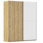 SCHWEBETÜRENSCHRANK 180/223/68 cm 2-türig Weiß, Eichefarben, Chromfarben  - Chromfarben/Eichefarben, Design, Glas/Holz (180/223/68cm) - Novel