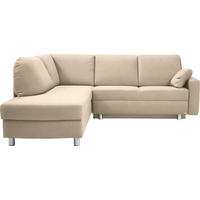 ECKSOFA 208/227 cm  in Chenille Creme Zierkissen, Armlehnenkissen  208/227 cm  - Creme/Alufarben, KONVENTIONELL, Textil/Metall (208/227cm) - Sedda
