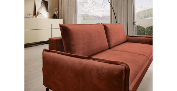 SCHLAFSOFA  mit Liegefunktion, Rücken echt Chenille Terracotta  - Terracotta/Schwarz, KONVENTIONELL, Textil/Metall (223/89/107cm) - Carryhome