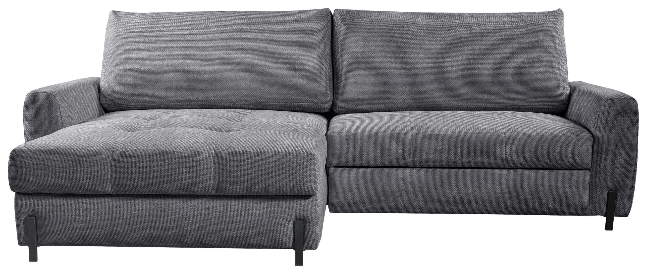 ECKSOFA Grau Struktur  - Schwarz/Grau, Design, Textil/Metall (162/265cm) - MID.YOU