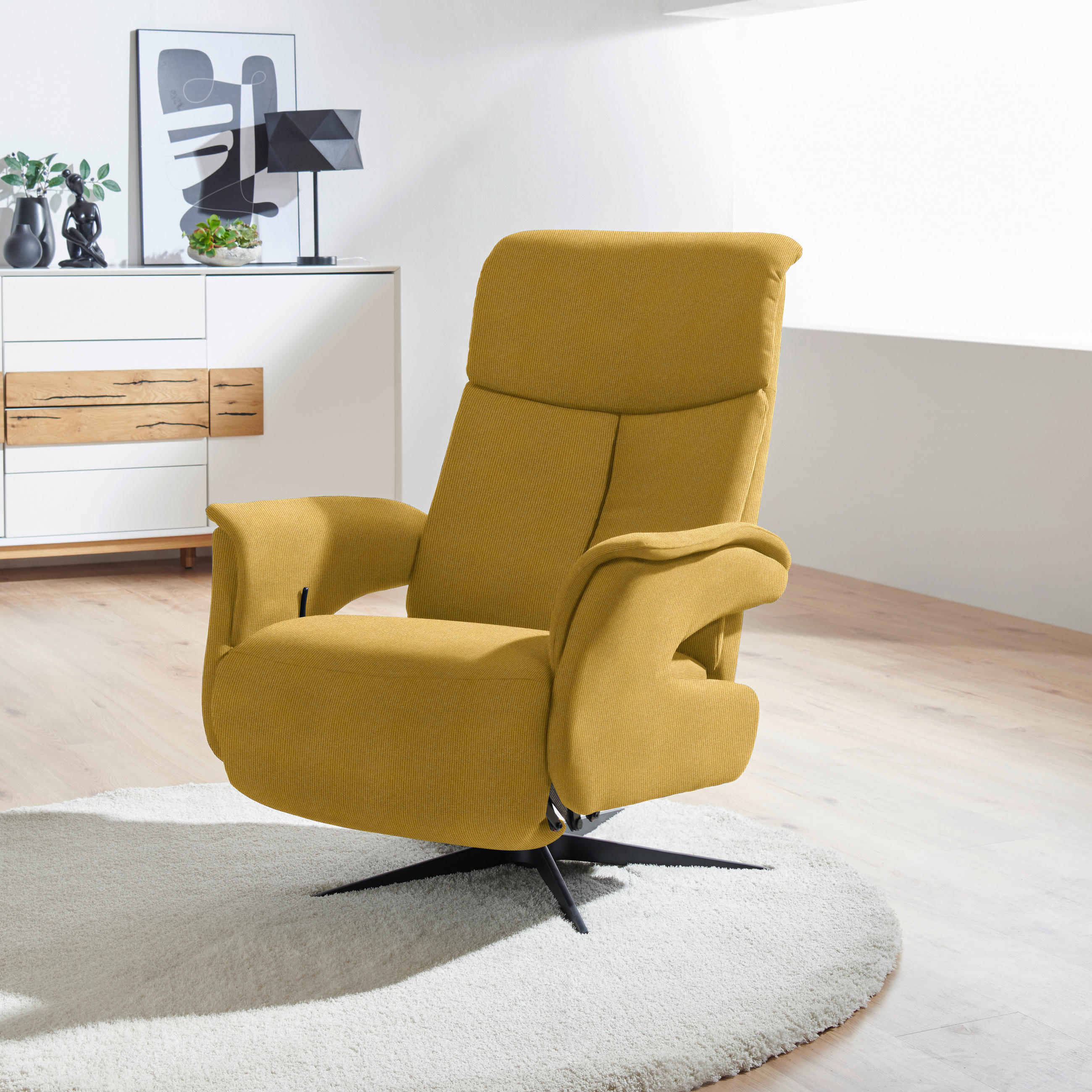 RELAXSESSEL in Textil Currygelb  - Currygelb/Schwarz, Design, Textil/Metall (78/101/88cm) - Welnova