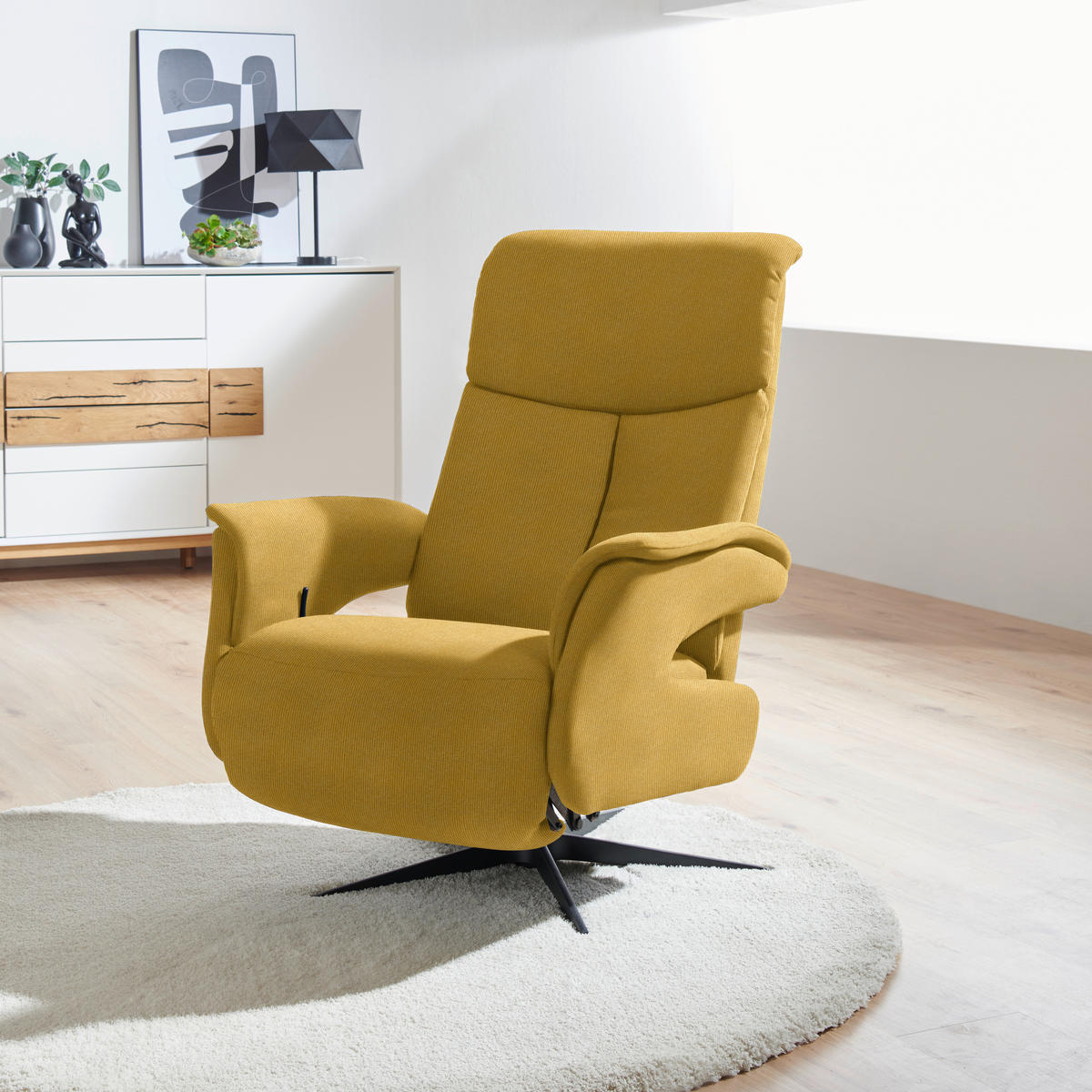RELAXSESSEL in Textil Currygelb  - Currygelb/Schwarz, Design, Textil/Metall (78/101/88cm) - Welnova