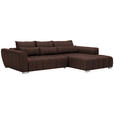 ECKSOFA in Webstoff Braun  - Silberfarben/Braun, MODERN, Kunststoff/Textil (304/218cm) - Carryhome