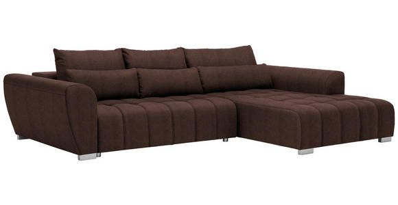 ECKSOFA in Webstoff Braun  - Silberfarben/Braun, MODERN, Kunststoff/Textil (304/218cm) - Carryhome