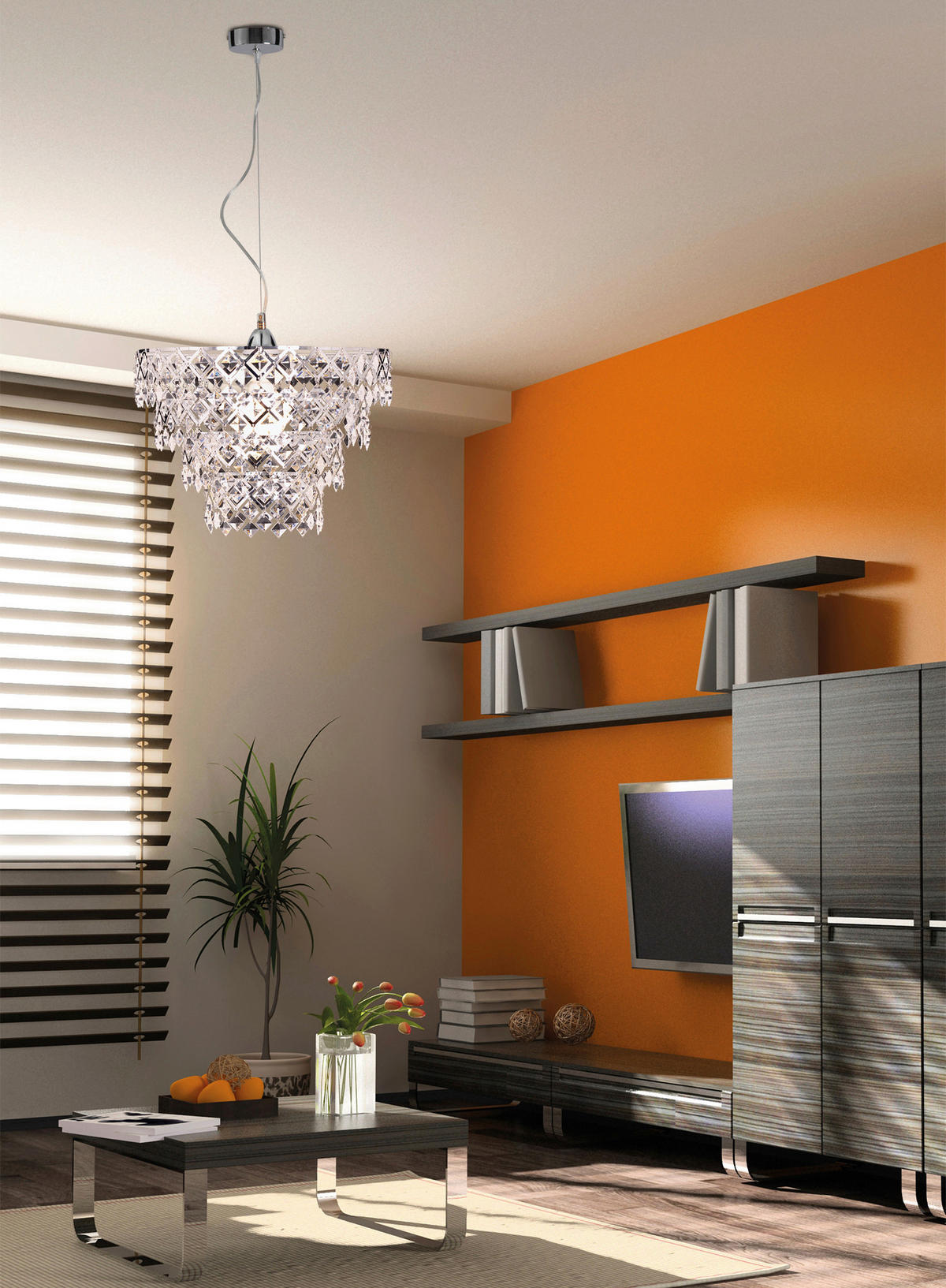 HÄNGELEUCHTE FANCY 38/120 cm   - Klar/Chromfarben, Trend, Kunststoff/Metall (38/120cm) - Näve