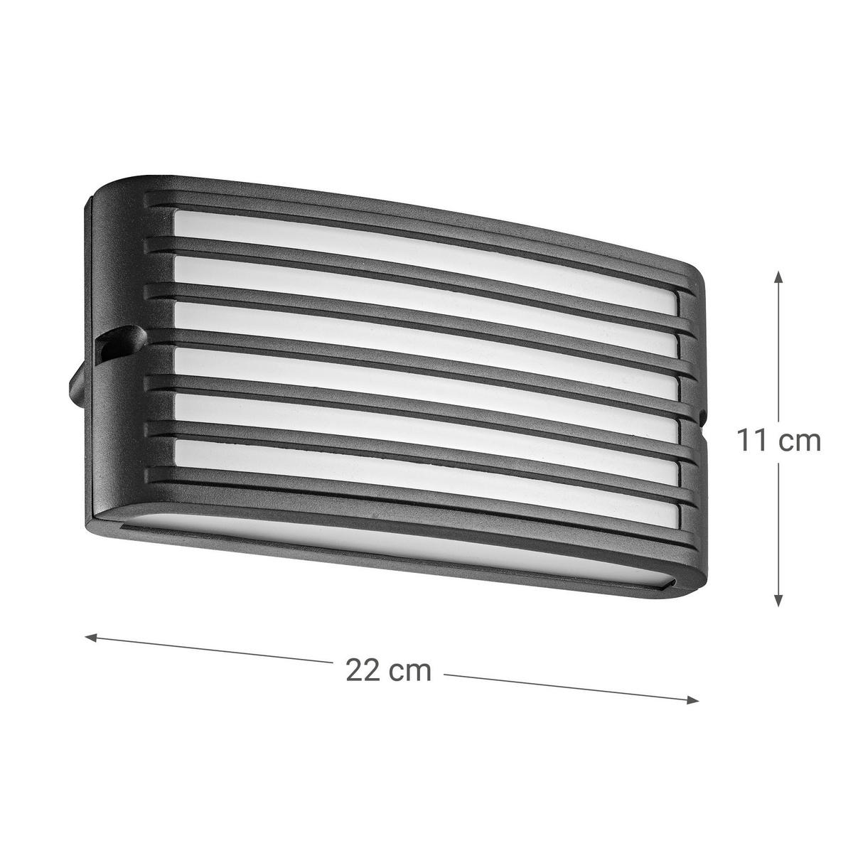 KÜLTÉRI FALILÁMPA - fekete/fehér, Basics, műanyag/fém (6.5/11/22cm)