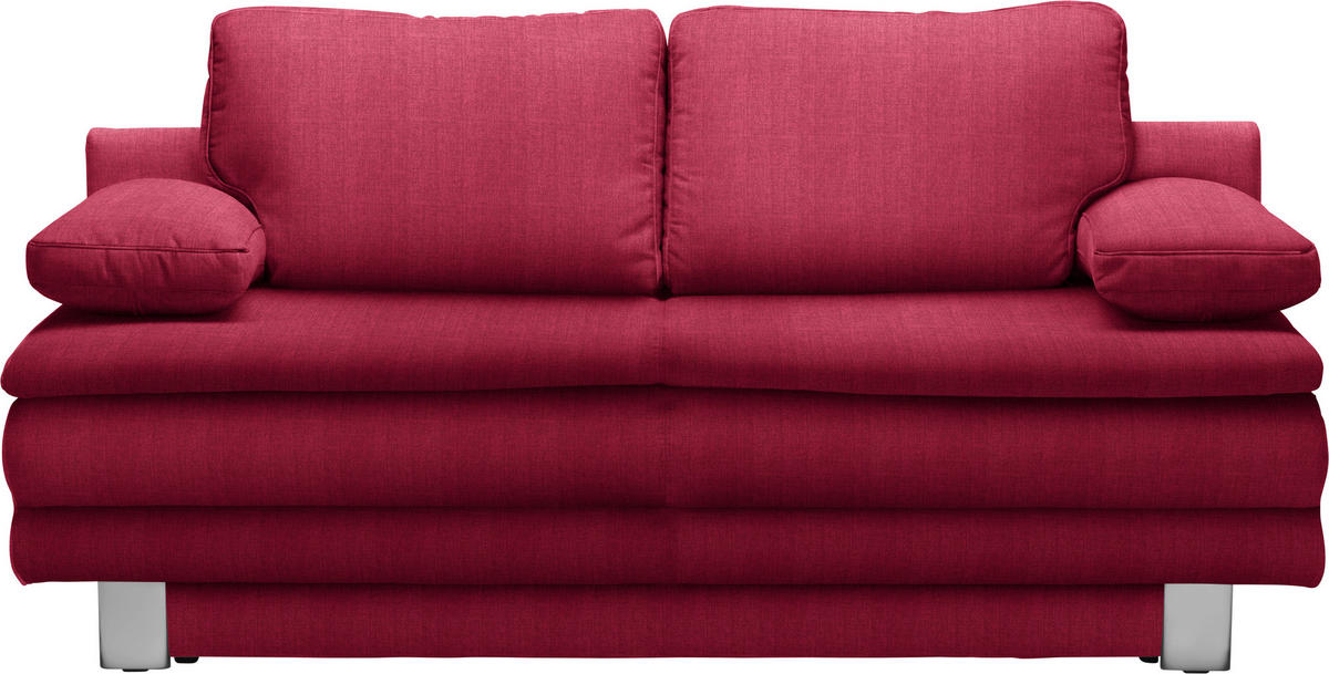 SCHLAFSOFA Bruno  mit Fußauswahl, Stoffauswahl Flachgewebe Rot  - Chromfarben/Rot, Design, Textil/Metall (194/96/86cm) - Novel
